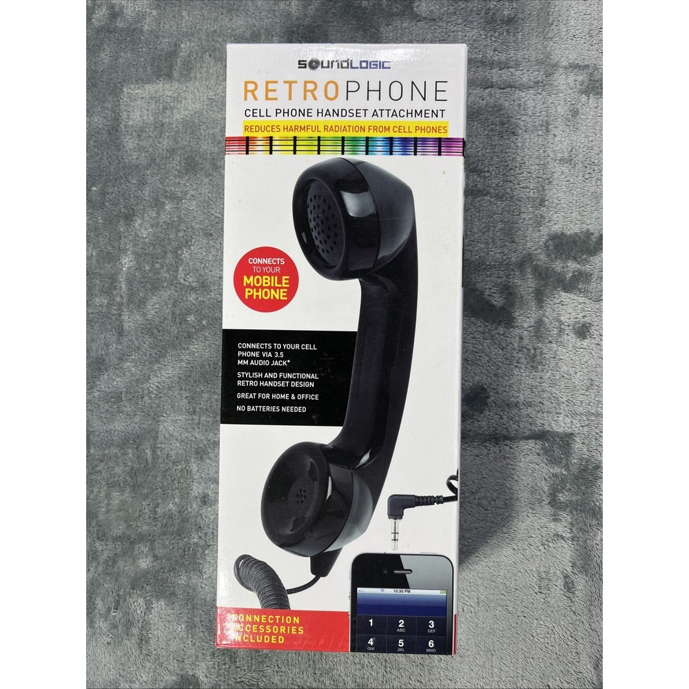 SoundLogic Cell Phone Handset Attachment, Black Retro Cell Phone Plug In Phone